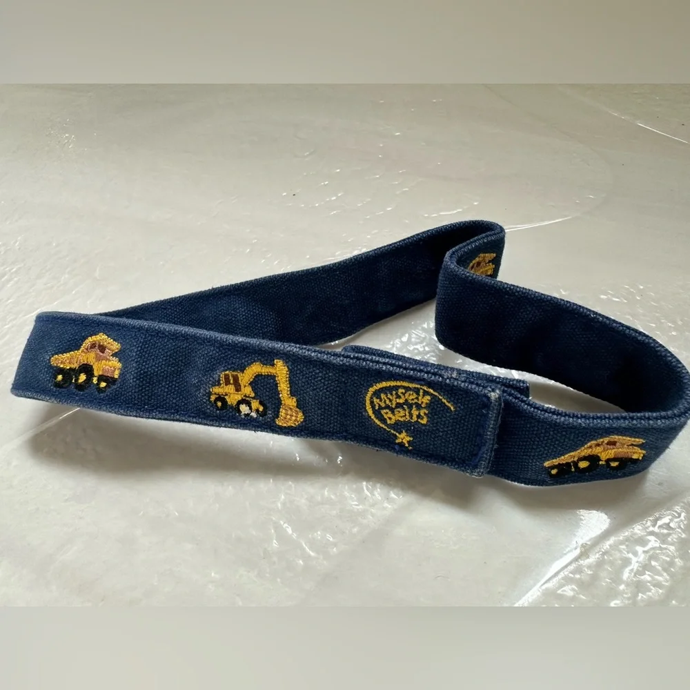 Blue Kids Belt with Construction Embroidery